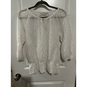 Chico's White Eyelet Blouse Chicos 1 = 8/10